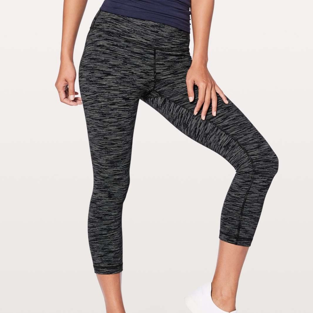 EUC 💎 Lululemon Wunder Under Crop (Hi-Rise) *21"Wee Are From Space Black Slate - Picture 1 of 6